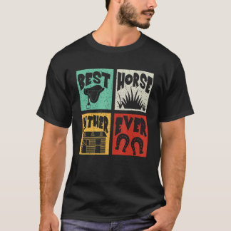 Vintag Retro Bestes Niedliches Pferd Vater je Baue T-Shirt