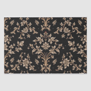 Vintag Retro Black and Gold Toile de jouy Seidenpapier