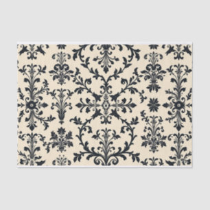 Vintag Retro Black Toile de jouy Seidenpapier