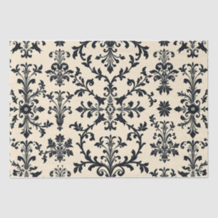 Vintag Retro Black Toile de jouy Seidenpapier