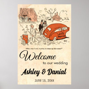 Vintag Retro Bride Groom Funny 50er Alte Hochzeit Poster