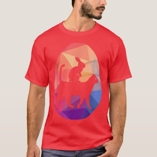 Vintag Retro Bunny Riding Katze Ostereier Jagd Män T-Shirt