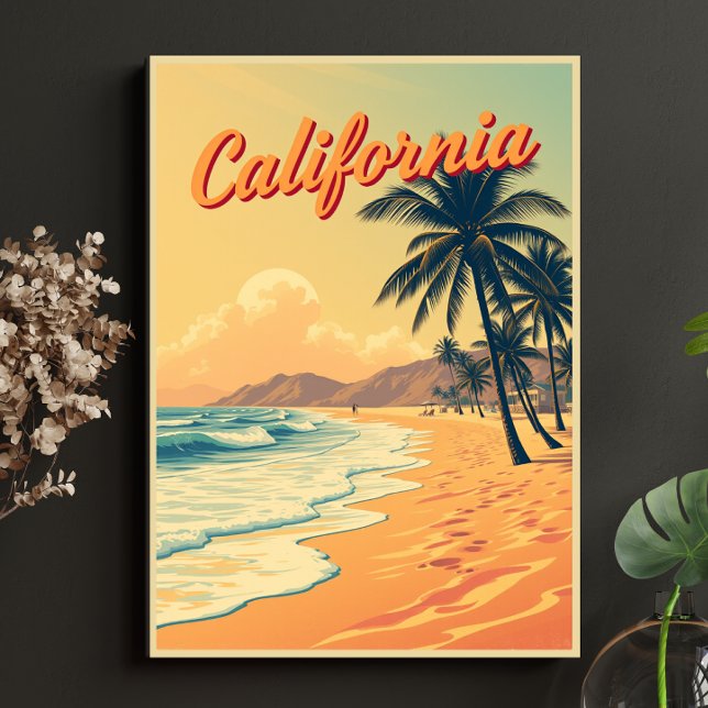 Vintag Retro California Beach Travel Poster (Von Creator hochgeladen)