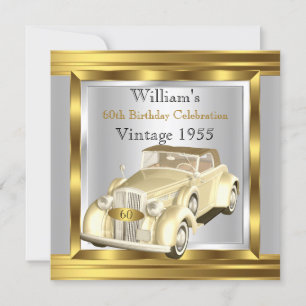 Vintag Retro Car Gatsby Deko Gold Creme Silver Einladung