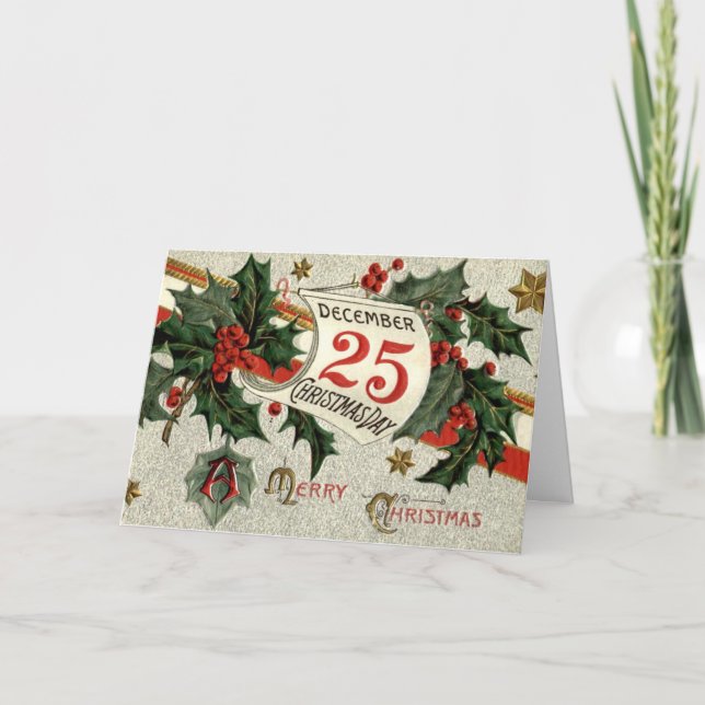 Vintag Retro Christmas Art Feiertagskarte (Vorderseite)