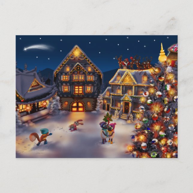 Vintag Retro Christmas Postkarte (Vorderseite)