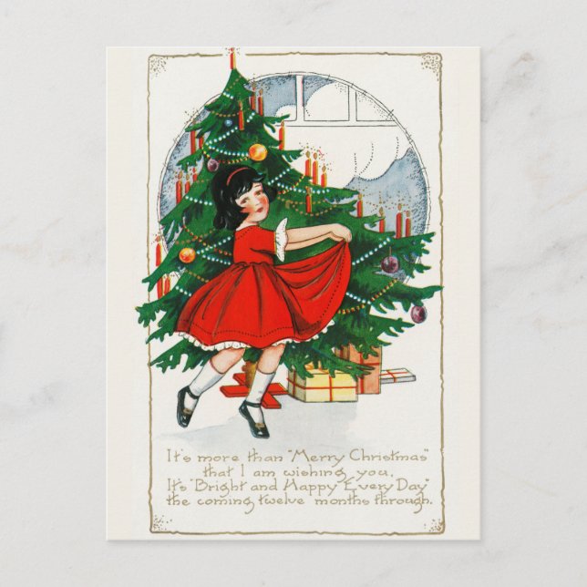 Vintag Retro Christmas Postkarte (Vorderseite)