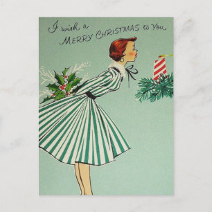 Vintag Retro Christmas Postkarte