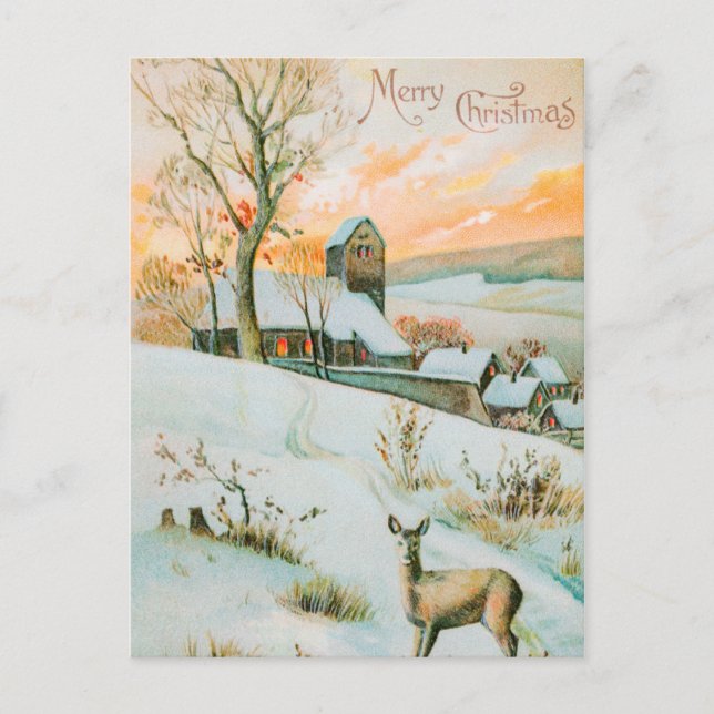 Vintag Retro Christmas Postkarte (Vorderseite)