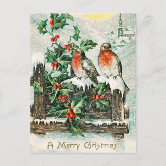 Vintag Retro Christmas Postkarte (Vorderseite)
