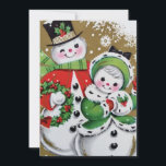 Vintag Retro Christmas Snowman Feiertagskarte<br><div class="desc">Vintag Retro Weihnachts-Weihnachtskarte</div>