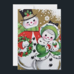 Vintag Retro Christmas Snowman Feiertagskarte<br><div class="desc">Vintag Retro Weihnachts-Weihnachtskarte</div>
