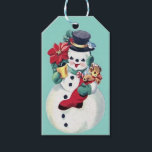 VINTAG RETRO CHRISTMAS SNOWMAN GESCHENKANHÄNGER<br><div class="desc">BABY BLAUE VINTAGE CHRISTMAS SNOWMAN.</div>