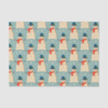 Vintag Retro Christmas Snowman Light Blue Seidenpapier<br><div class="desc">Weihnachtsschneemann</div>