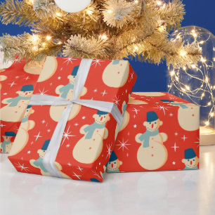 Vintag Retro Christmas Snowman Red Geschenkpapier