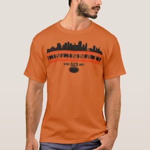 Vintag Retro Cincinnati Skyline 513 Fußball T-Shirt