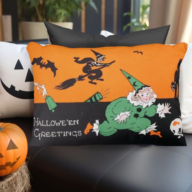 Vintag Retro Clown Girl Halloween Dekokissen (Vintage Retro Clown Girl Halloween Accent Pillow)