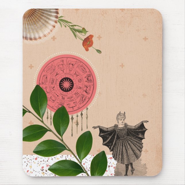 Vintag Retro Collage Pink Fun Einzigartig Mousepad (Vorne)