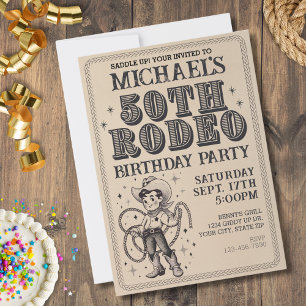 Vintag Retro Cowboy Rodeo 50. Geburtstagsparty Einladung