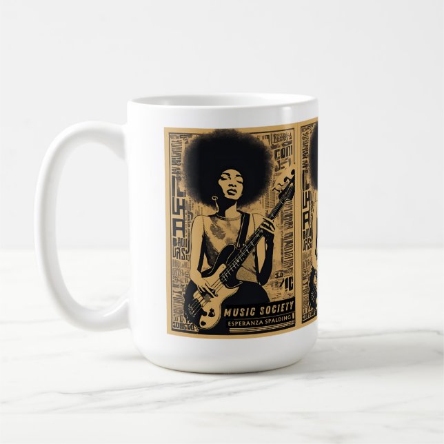 Vintag Retro Esperanza Spalding Jazz Bassist Liebe Kaffeetasse (Links)