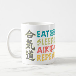 Vintag Retro essen Schlafen Aikido Wiederholung Ta Kaffeetasse