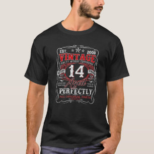 Vintag Retro EST 2008 14. Geburtstag 14 Jahre alt T-Shirt