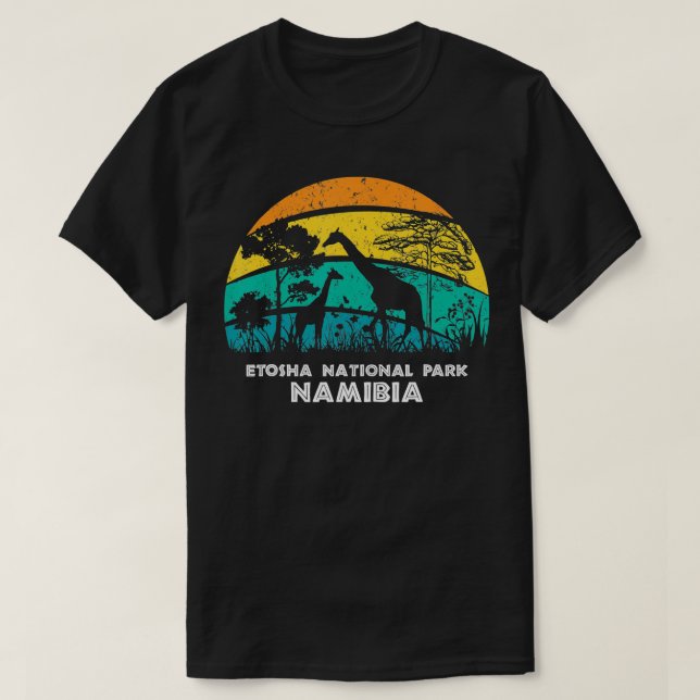 Vintag Retro Etosha Nationalpark Namibia Afrika T-Shirt (Design vorne)