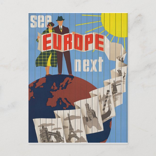Vintag Retro Europe - Tourismus Postkarte (Vorderseite)