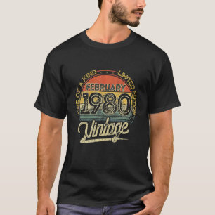 Vintag Retro Februar 1980 42Nd Geburtstagsgeschenk T-Shirt
