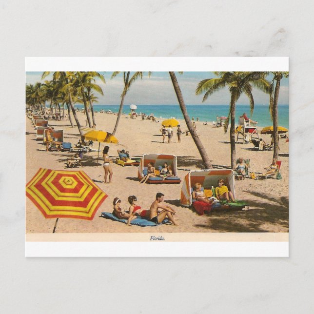 Vintag Retro Florida Beach Travel Postkarte (Vorderseite)