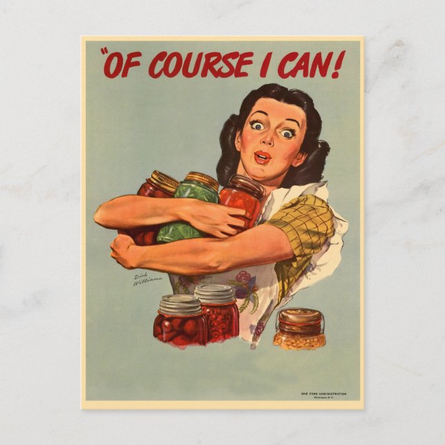 Vintag Retro Frauen WW2 natürlich kann ich! Postkarte (Vorderseite)