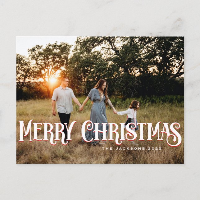 Vintag Retro Frohe Weihnachtsgestaltung Postkarte (Vorderseite)