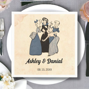 Vintag Retro Funny Bride 50er Comic Rustikale Hoch Serviette