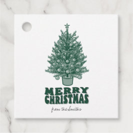 Vintag Retro Greenery Frohe Weihnachten Geschenkanhänger