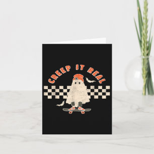 Vintag Retro Halloween Creep It Real Ghost Boy Fan Karte
