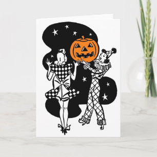 Vintag Retro Halloween Pumpkin Karte