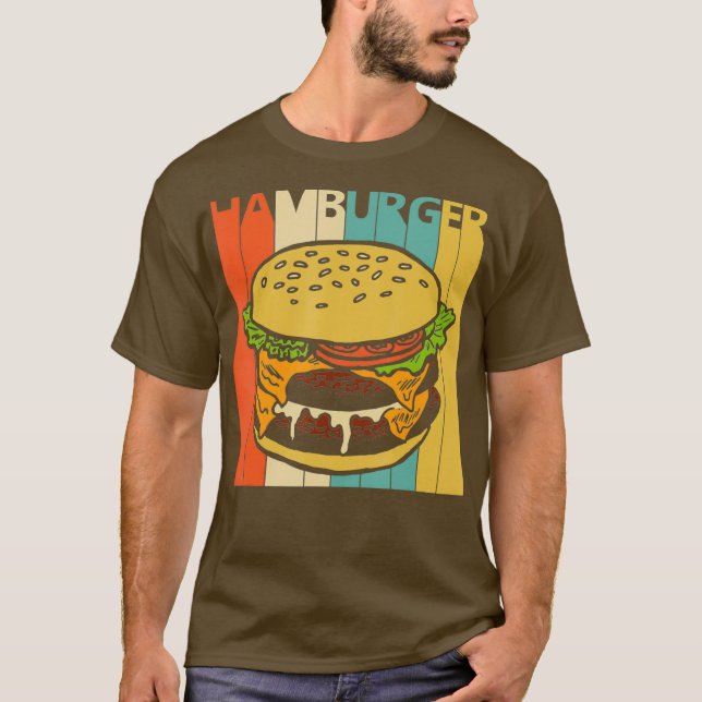 Vintag Retro Hamburger T-Shirt (Vorderseite)
