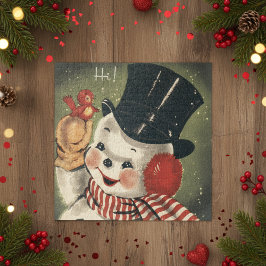 Vintag Retro Happy Snowman Holiday