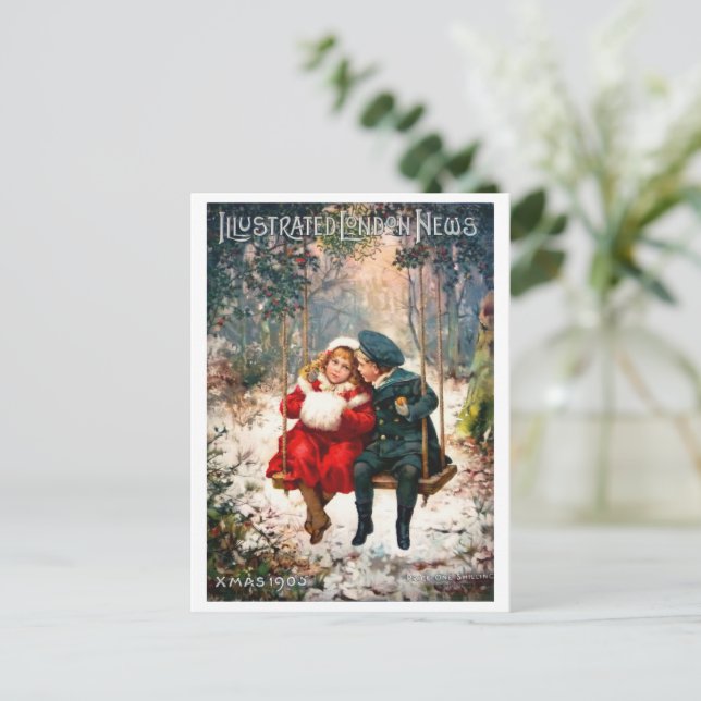 Vintag Retro Illustriert News Postkarte (Stehend Vorderseite)