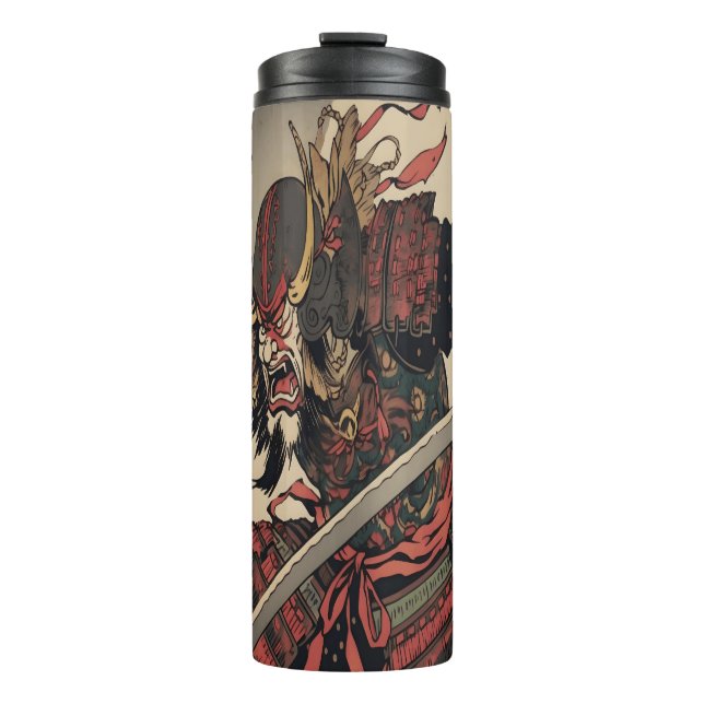 Vintag Retro Japanisch Samurai Artwork Thermosbecher (Vorderseite)