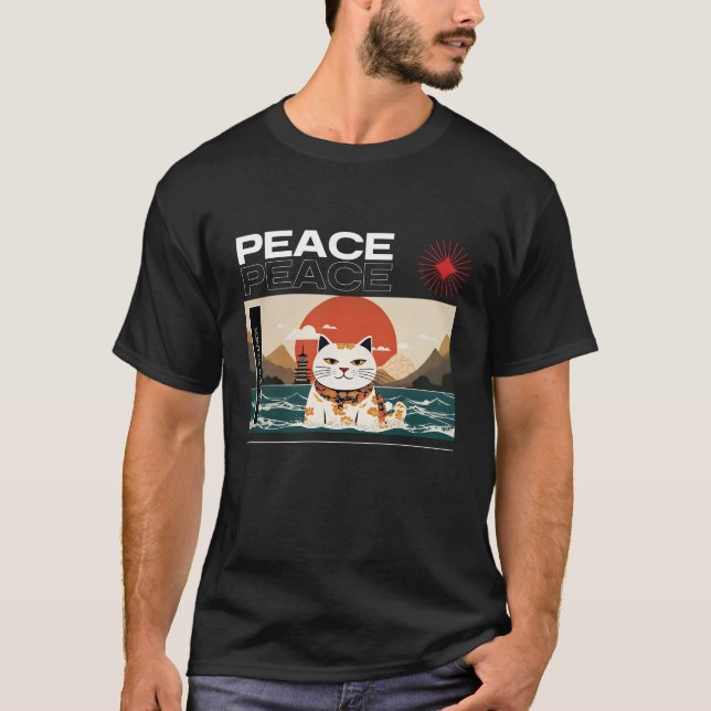 Vintag Retro Japanischer Cat T - Shirt (Vorderseite)