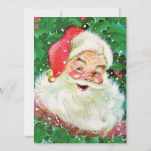 Vintag Retro Jolly Holly Santa Claus Feiertagskarte