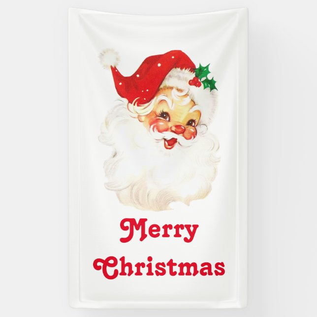 Vintag Retro Jolly Old Santa Claus Weihnachten Banner (Vertikal)