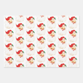 Vintag Retro Jolly Old Santa Claus Weihnachten Geschenkpapier Set