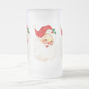 Vintag Retro Jolly Old Santa Claus Weihnachten Mattglas Bierglas