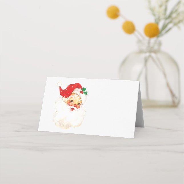 Vintag Retro Jolly Old Santa Claus Weihnachten Platzkarte (Vorderseite)
