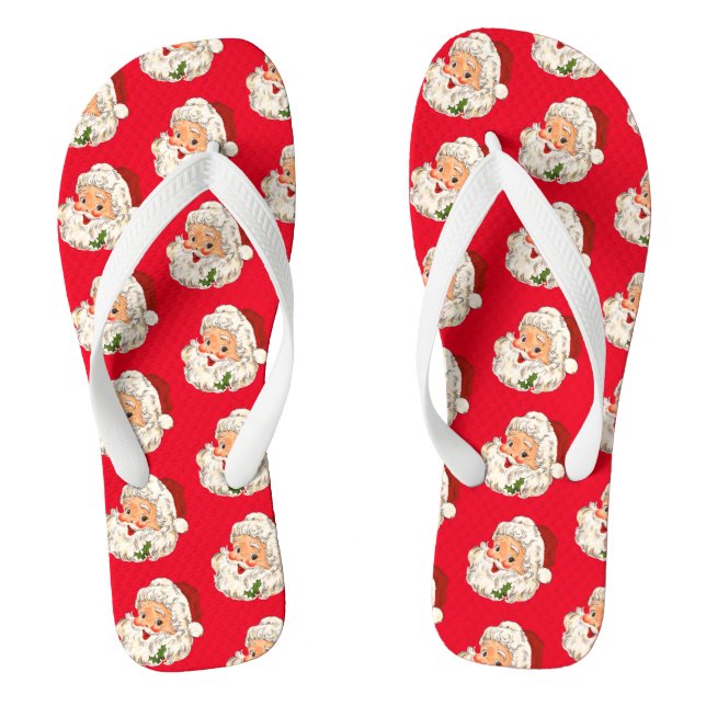 Vintag Retro Jolly Santa Claus Weihnachten Flip Flops (Fußbett)