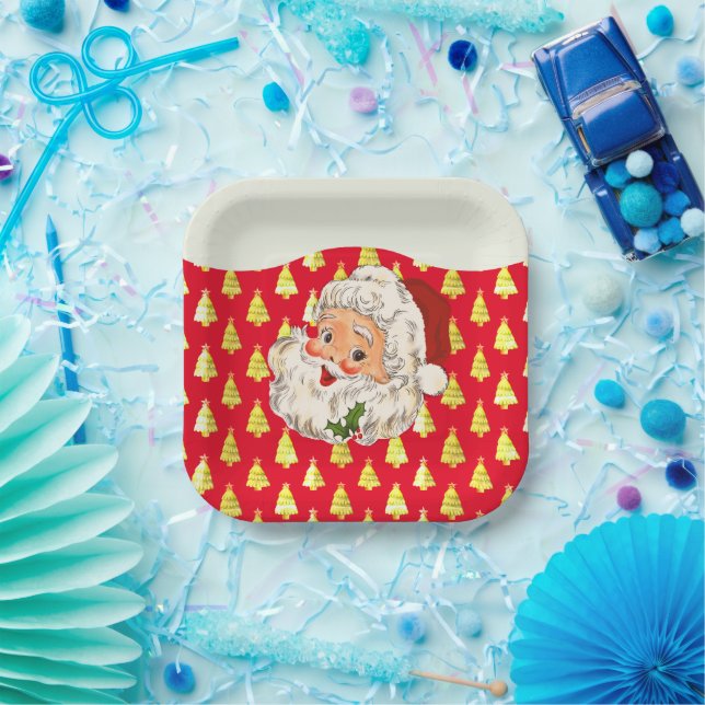 Vintag Retro Jolly Santa Claus Weihnachten Pappteller (Party)