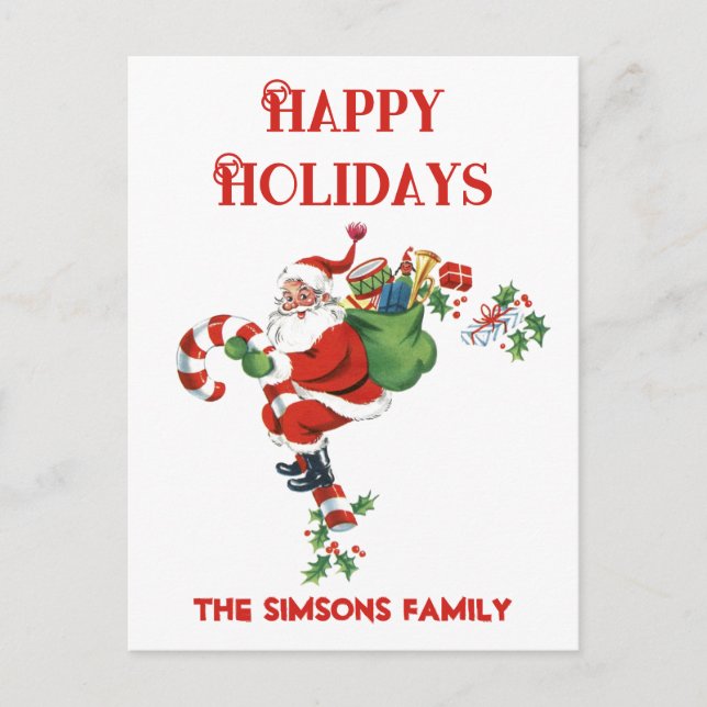 Vintag Retro Jolly Santa Merry Weihnachten (Vorderseite)