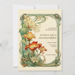 Vintag Retro Jugendstil Botanisch Save the Date Einladung
